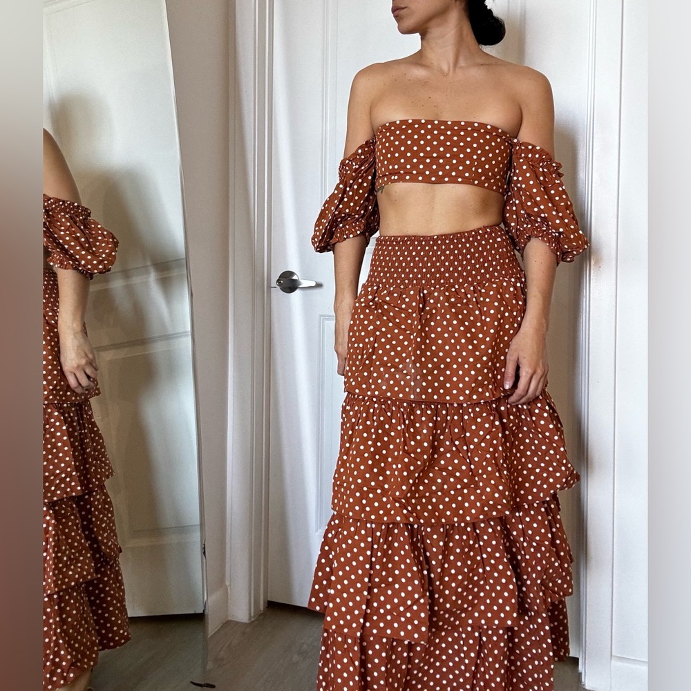 We wore what set (Medium top paired with Small skirt)